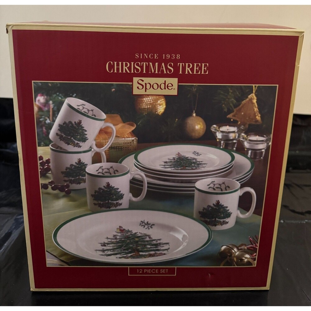 Spode Festive Holiday Dinnerware Collection Christmas Tree 12-Pcs Dinnerware Set